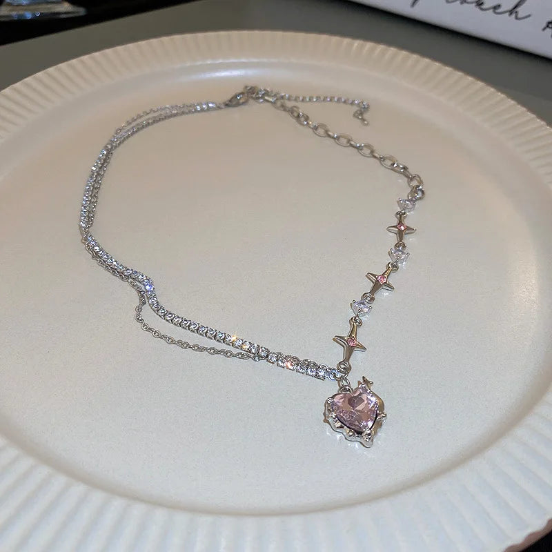 pink,  necklace Features  diamond, heart, and star patterns,