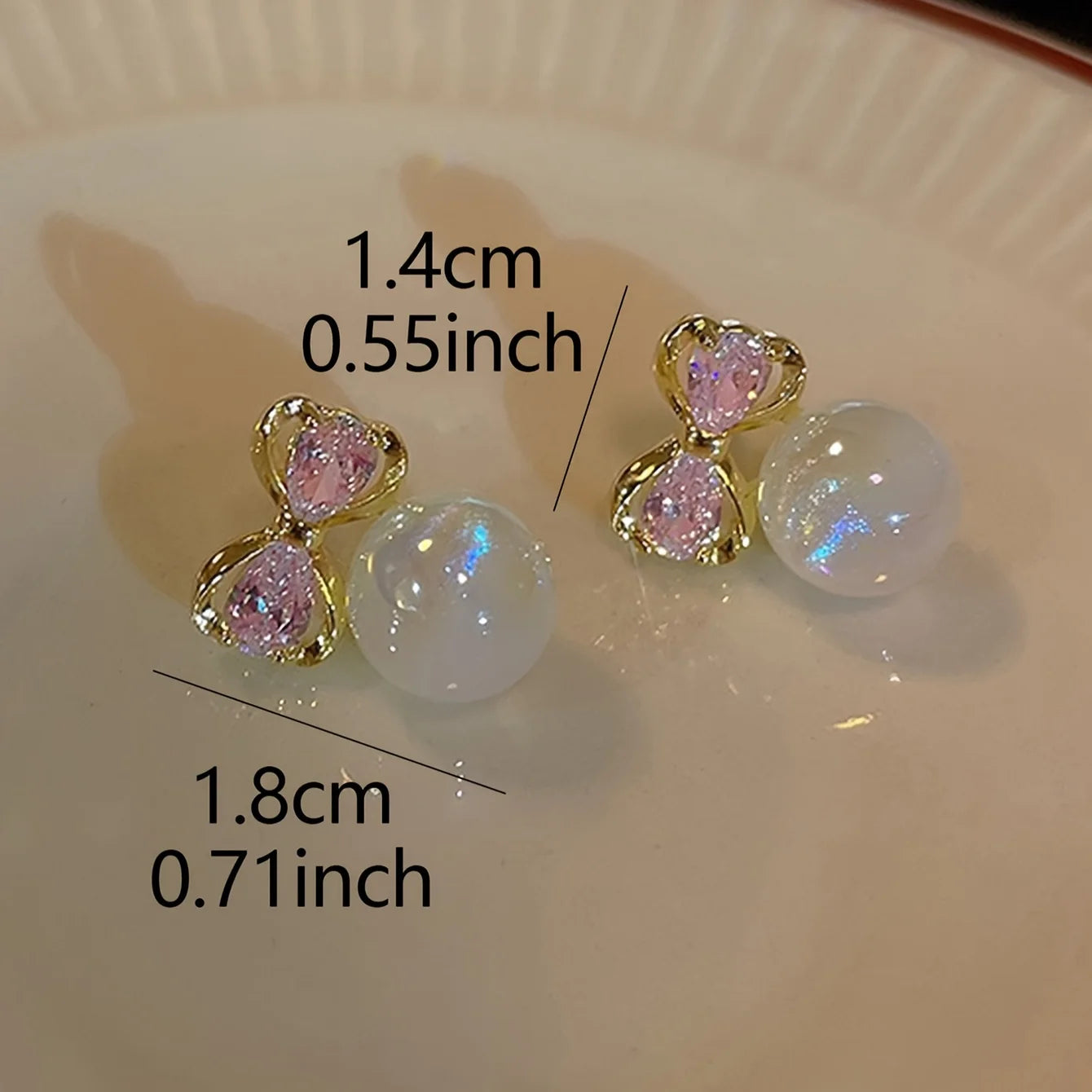 Bowknot & Faux Pearl Stud Earrings