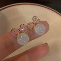 Bowknot & Faux Pearl Stud Earrings