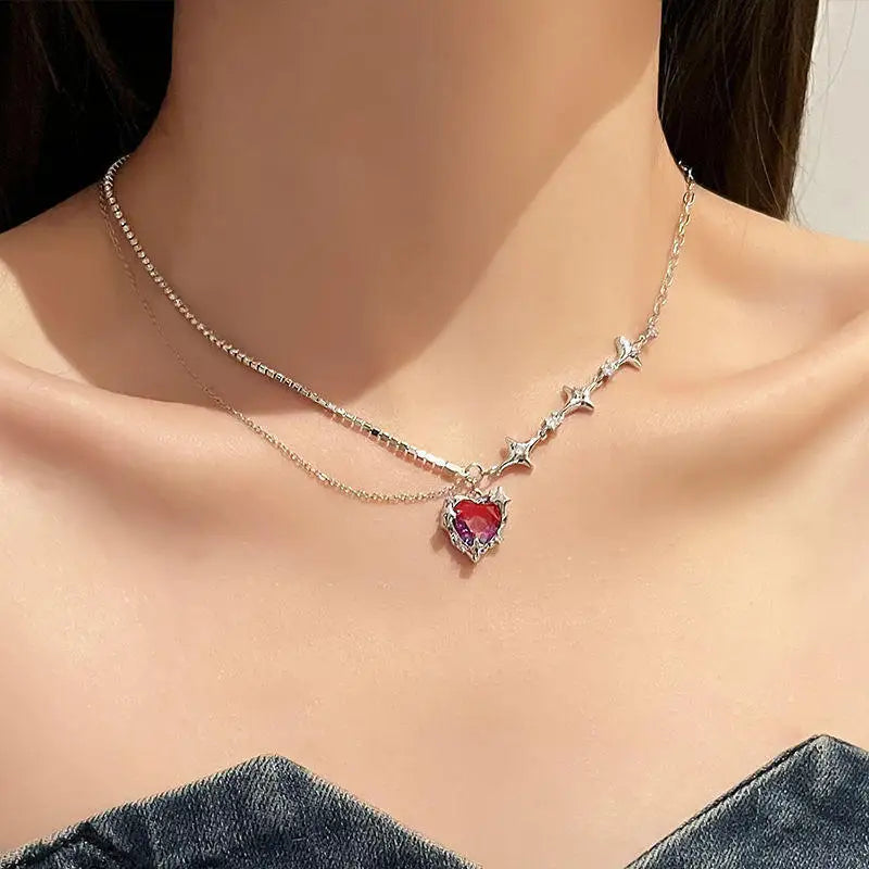 pink,  necklace Features  diamond, heart, and star patterns,
