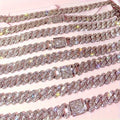 Silvery 14Mm Square Cuban Link Chain Necklace