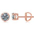 sterling silver Moissanite Stud Earrings D VVS1 Round Cut Lab Diamond