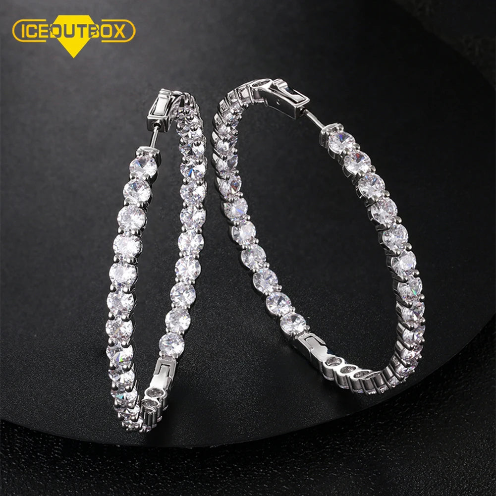 Hoop Earrings With Bling Cubic Zircon