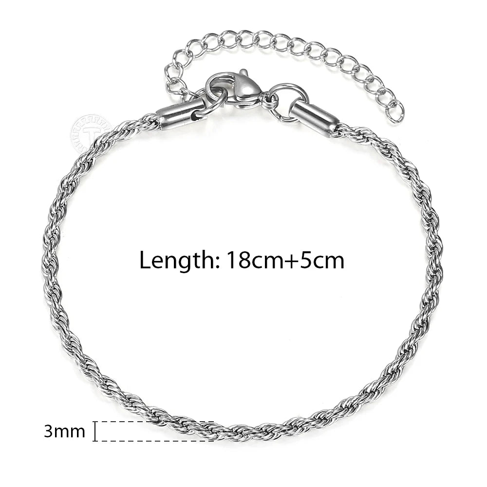 Stainless Steel Rope Chain Bracelets