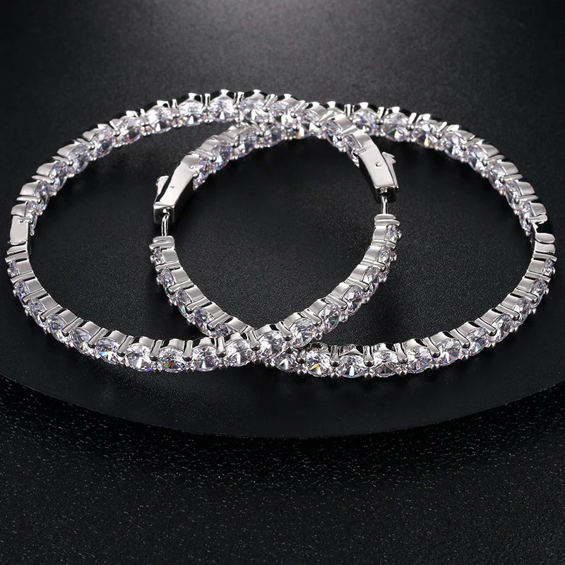 Hoop Earrings With Bling Cubic Zircon