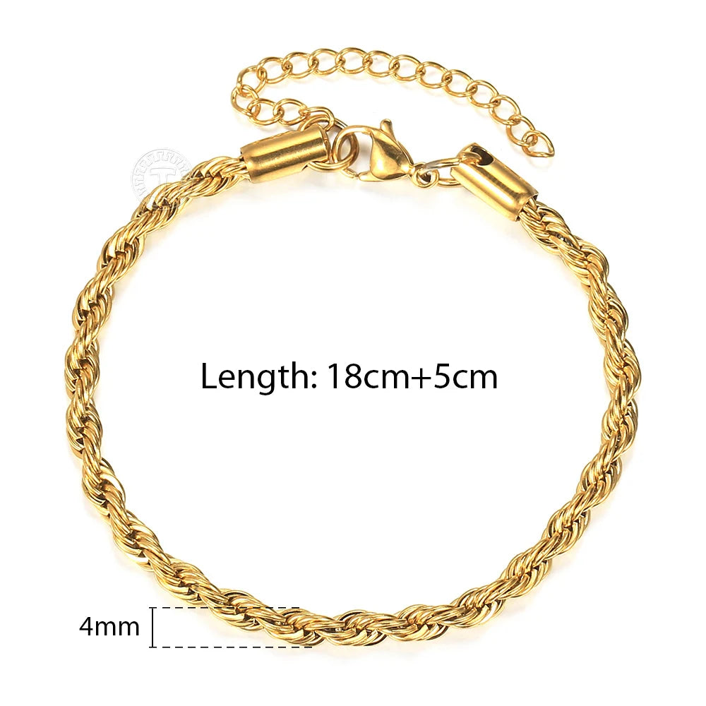 Stainless Steel Rope Chain Bracelets