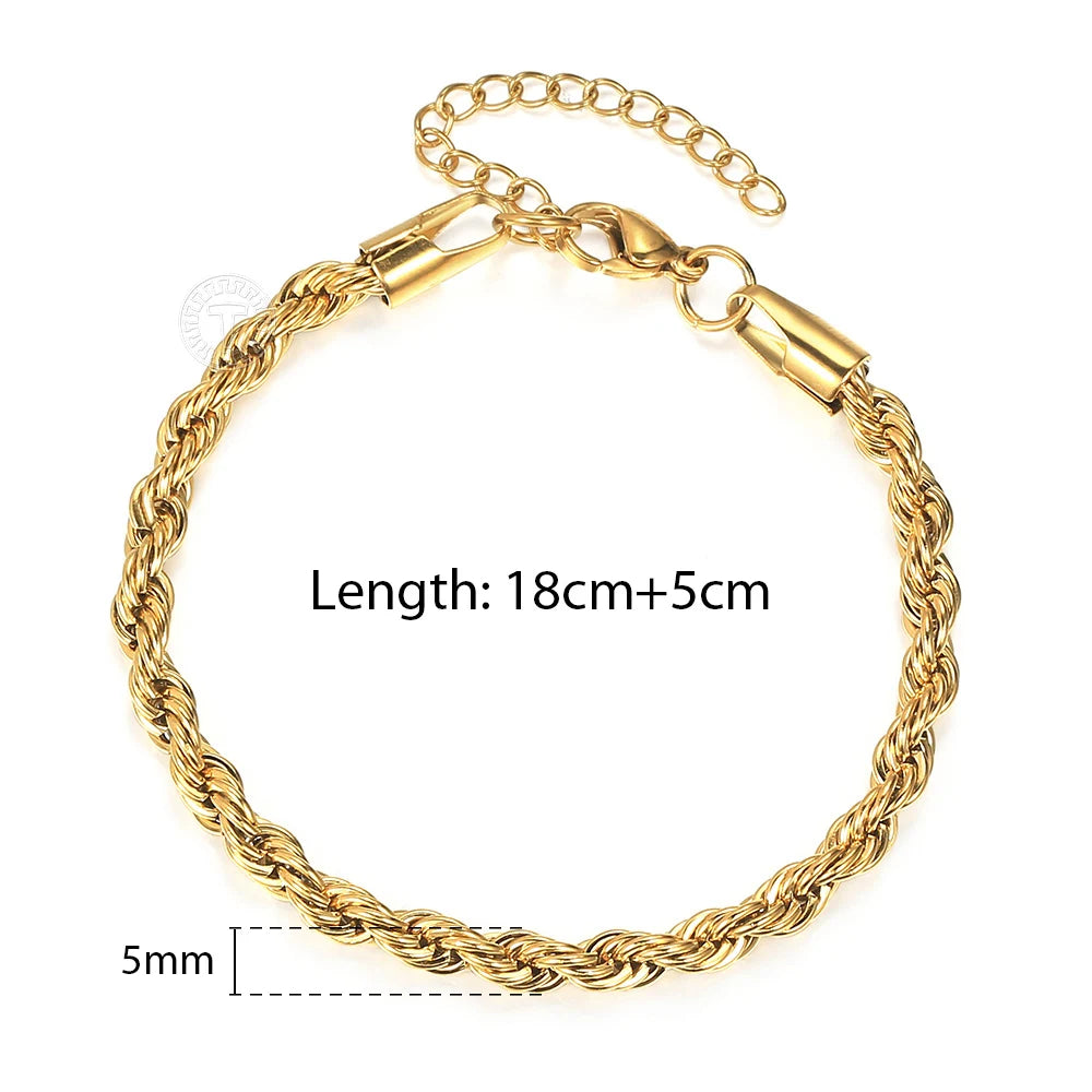 Stainless Steel Rope Chain Bracelets