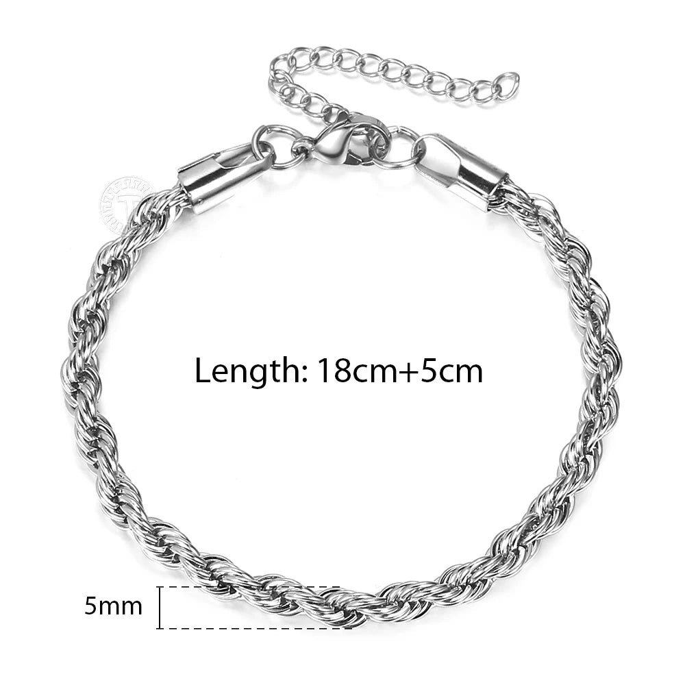 Stainless Steel Rope Chain Bracelets