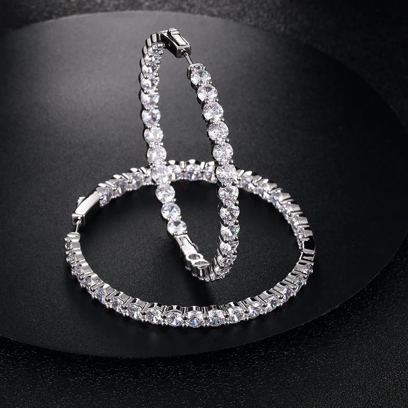 Hoop Earrings With Bling Cubic Zircon