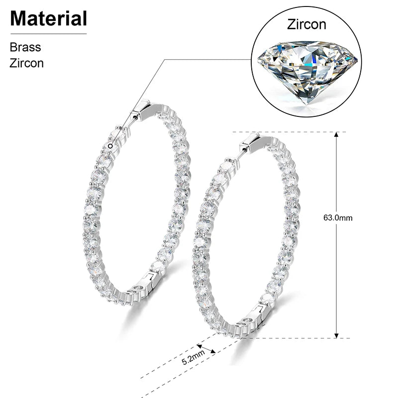 Hoop Earrings With Bling Cubic Zircon