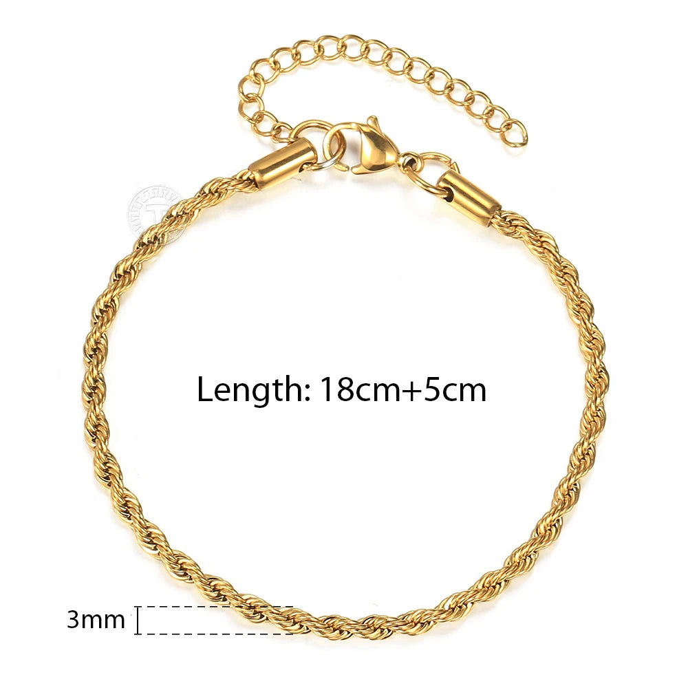 Stainless Steel Rope Chain Bracelets