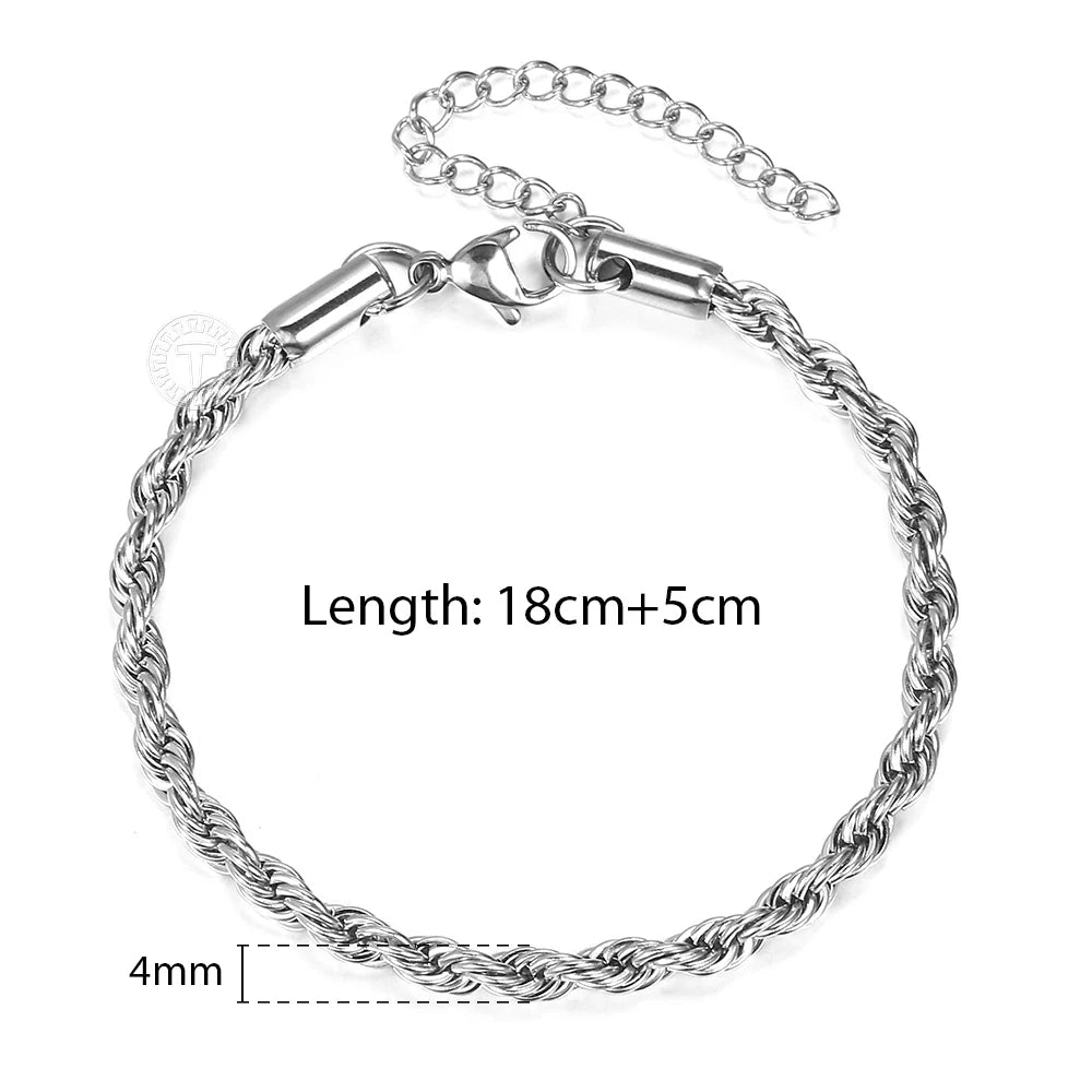 Stainless Steel Rope Chain Bracelets