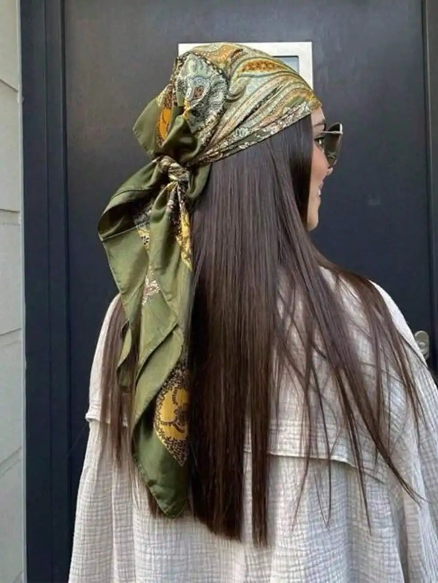 35 inch  large square silk headscarf