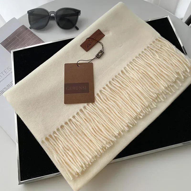 Cashmere Scarf Thick Warm Pashmina  Solid Color Tassel
