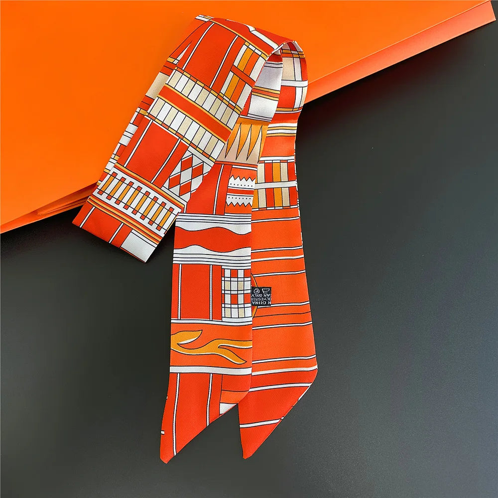 Saddle Print Summer Skinny Silk Scarf