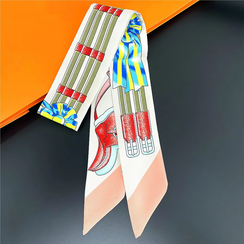 Saddle Print Summer Skinny Silk Scarf