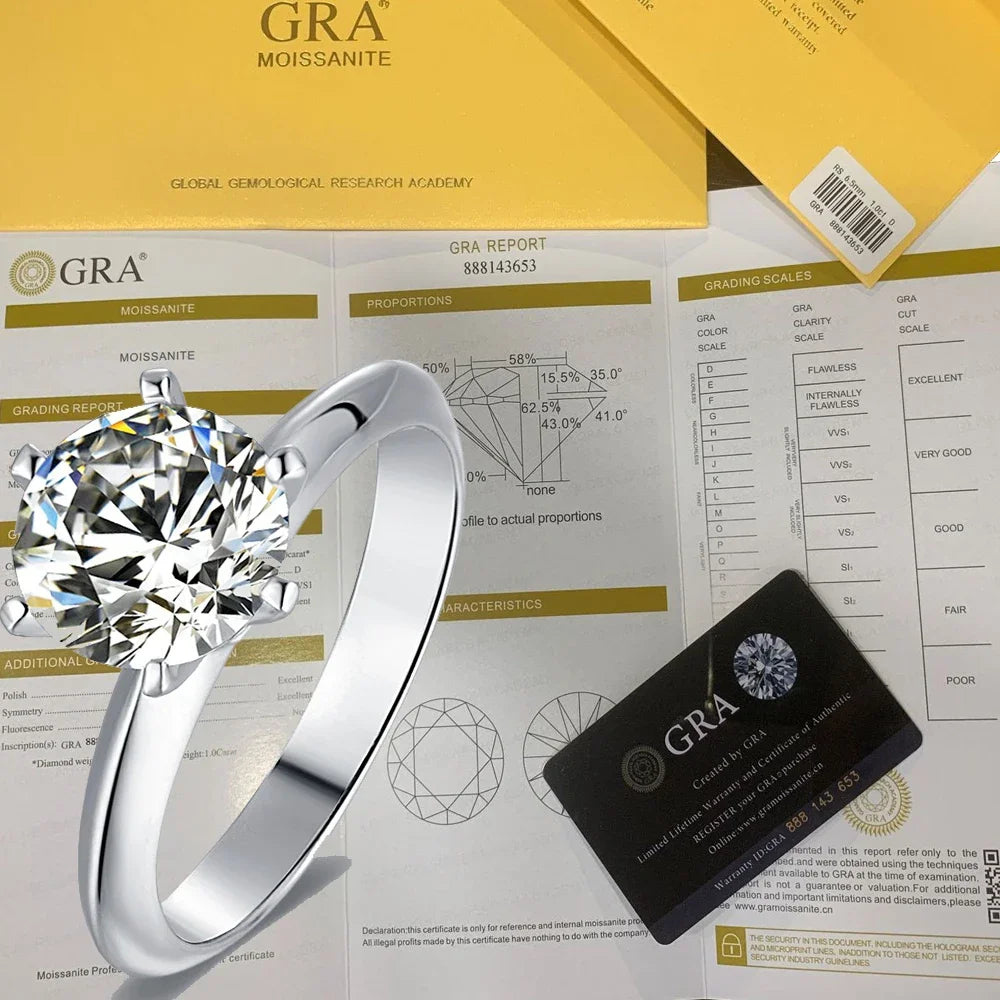 925 Sterling Silver 1-3 Ct Real Moissanite Rings