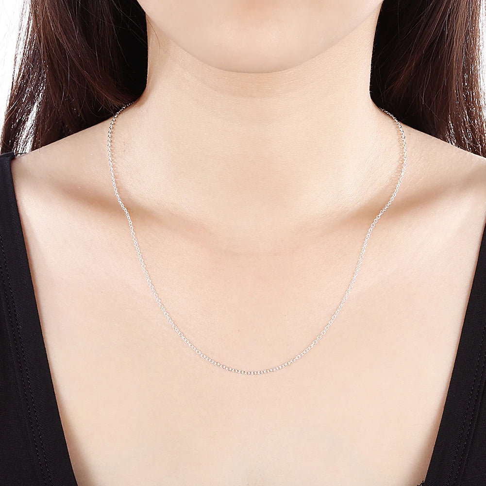 925 Sterling Silver 1MM circle chain necklace