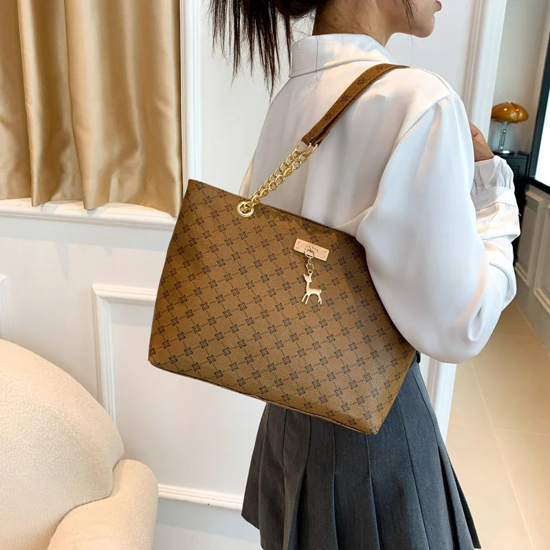 Texture Soft Leather Large Capacity Tote
