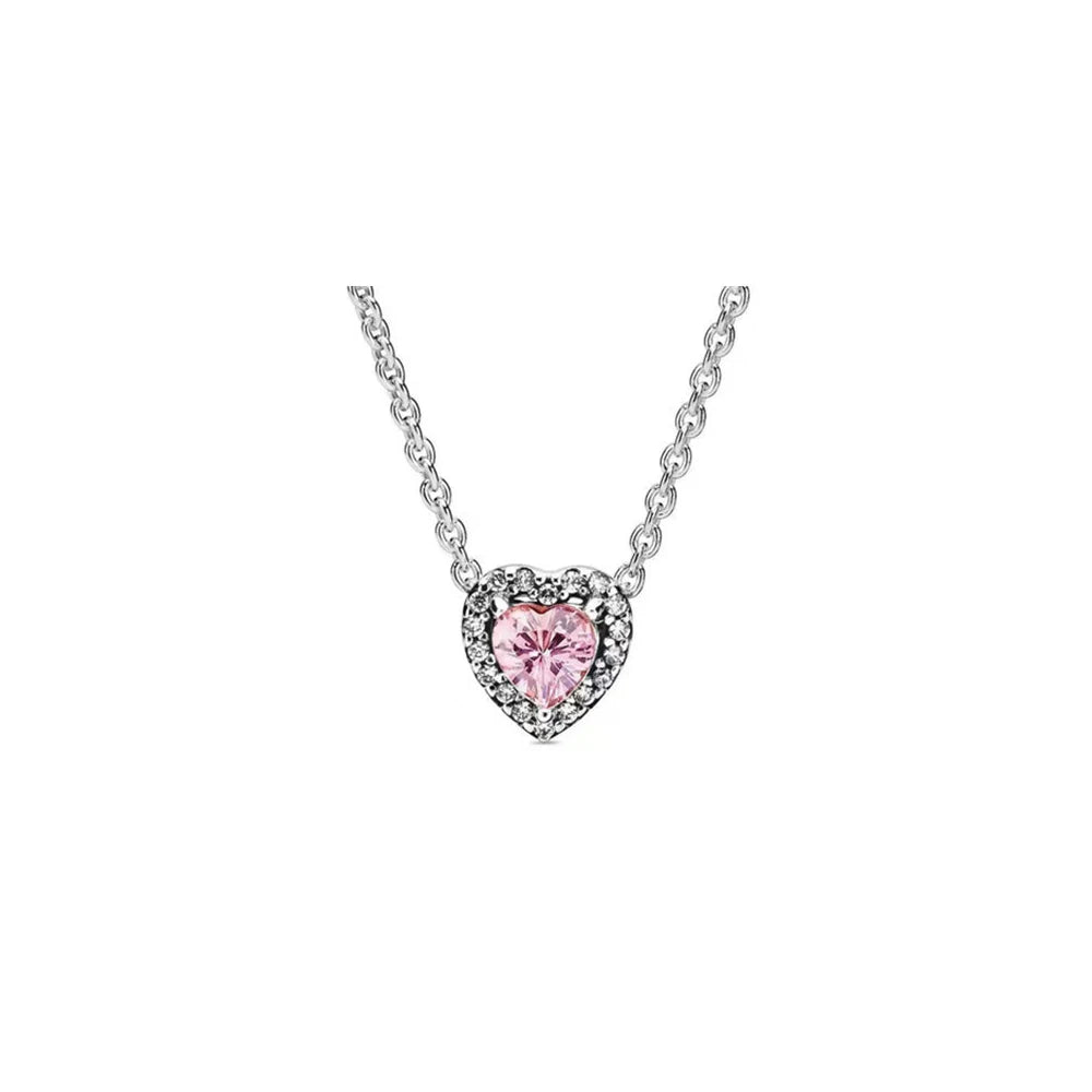heart-shaped,  white copper silver plated necklace