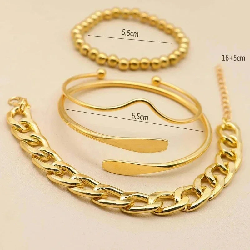 Cuban Chain Bracelets Set