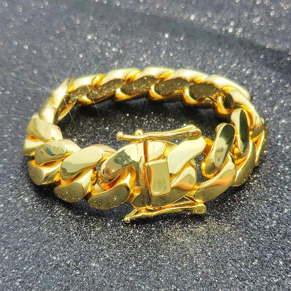 22MM Width Miami Brass Cuban Link Chain Necklace
