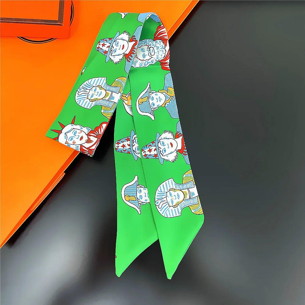 Saddle Print Summer Skinny Silk Scarf