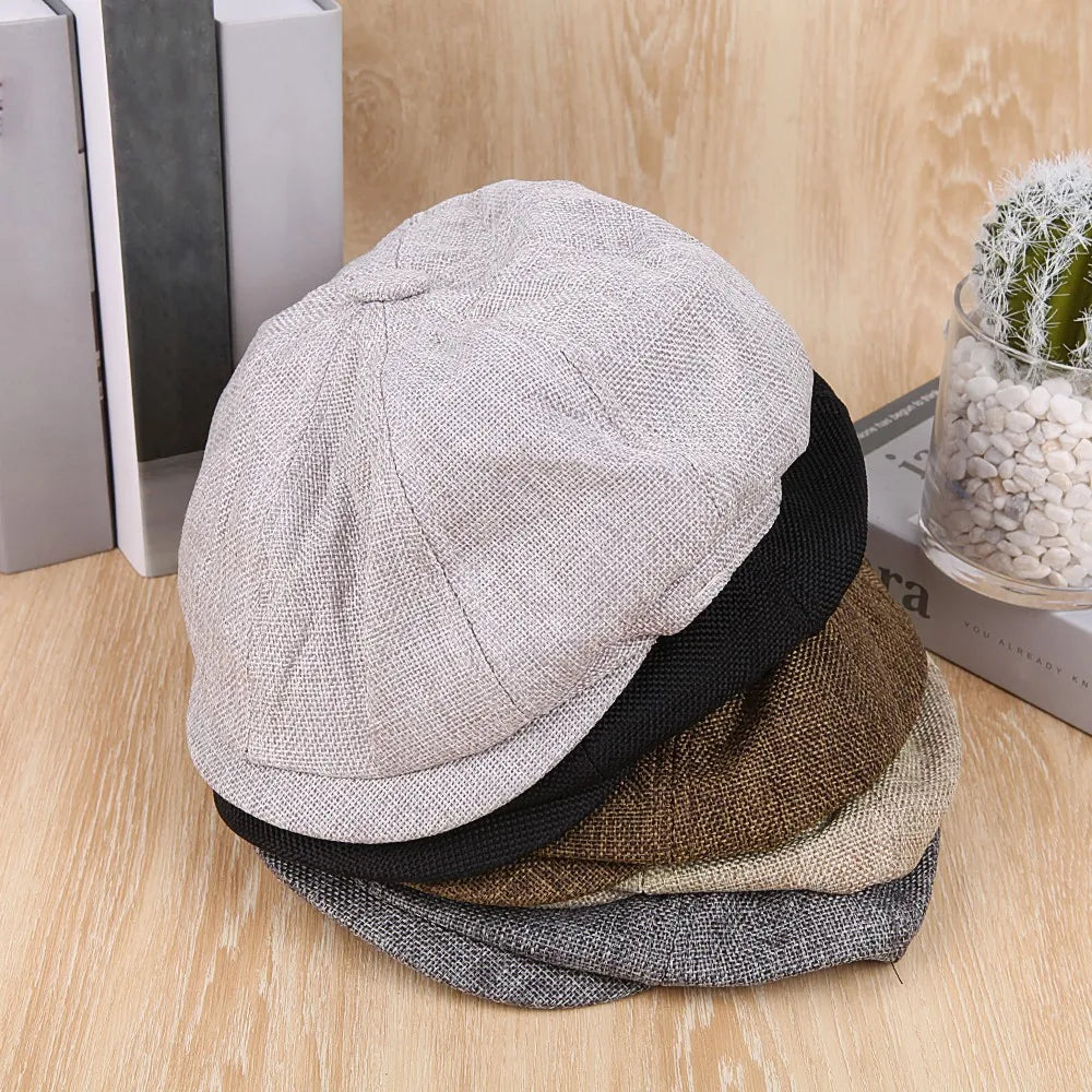Retro Beret Wool Blend Vintage Herringbone Tweed