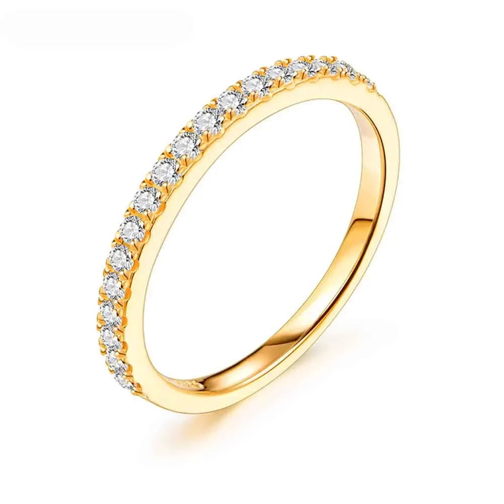 Round Half Circle Moissanite Sterling Silver Ring