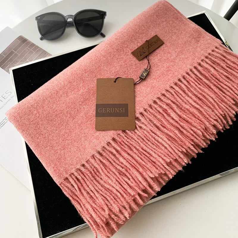 Cashmere Scarf Thick Warm Pashmina  Solid Color Tassel
