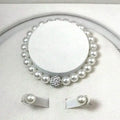 Faux Pearl Necklace Bracelet Earring Stud Jewelry Set