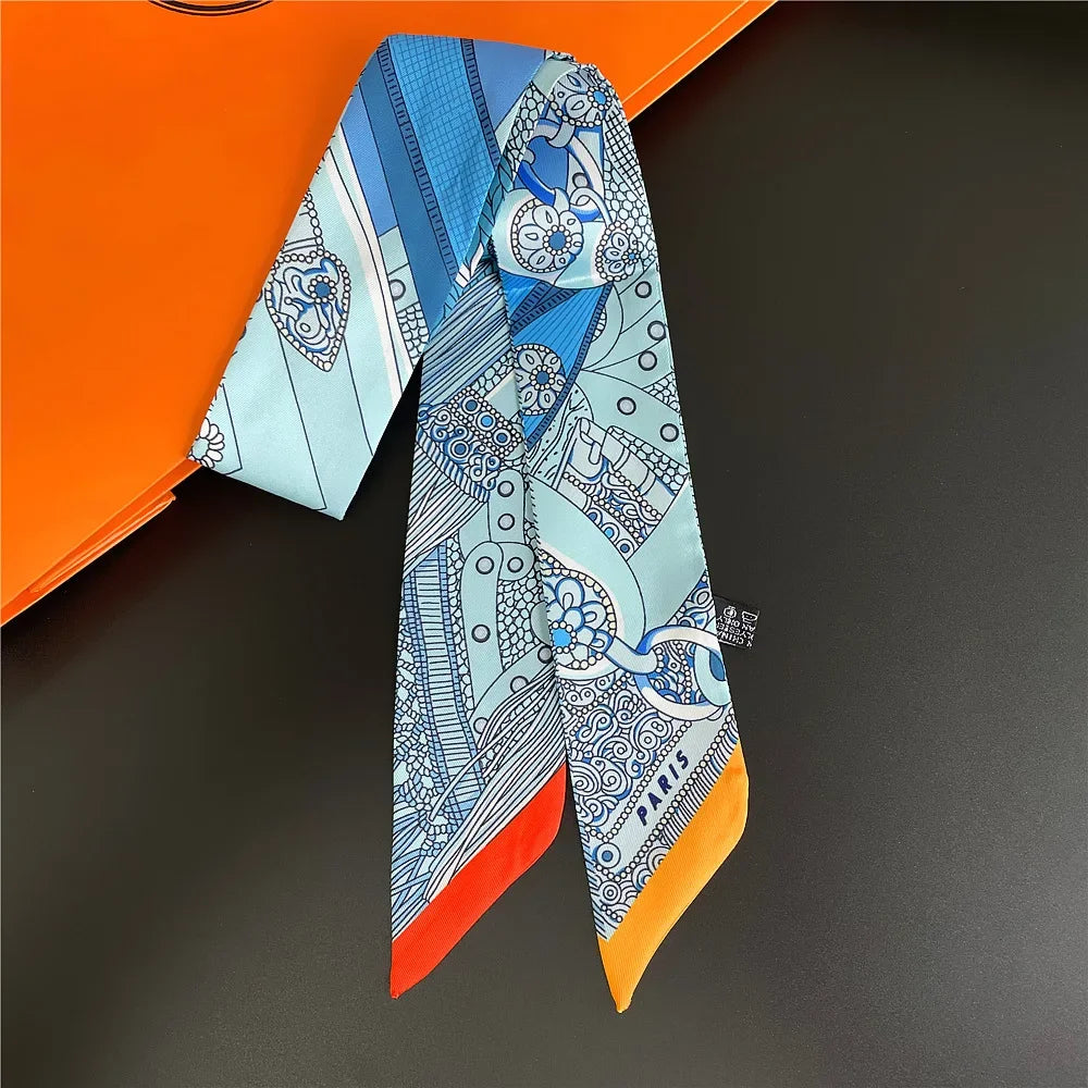 Saddle Print Summer Skinny Silk Scarf
