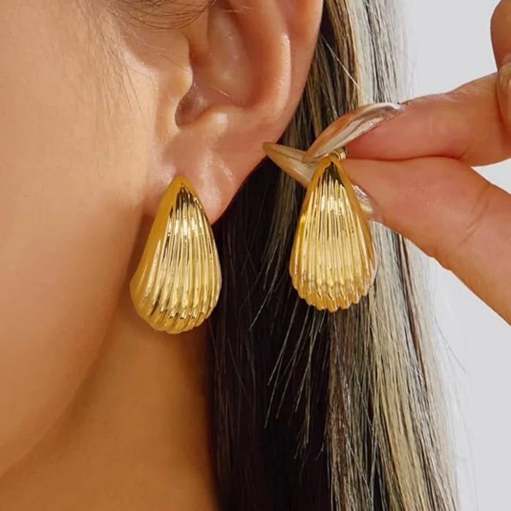Gold Hoop Earrings Set for Women, 9 Pairs Hypoallergenic Statement Open Pearl Hoops Earring for Multipack, Gold Chunky Hoop Earrings for Women Trendy Jewelry