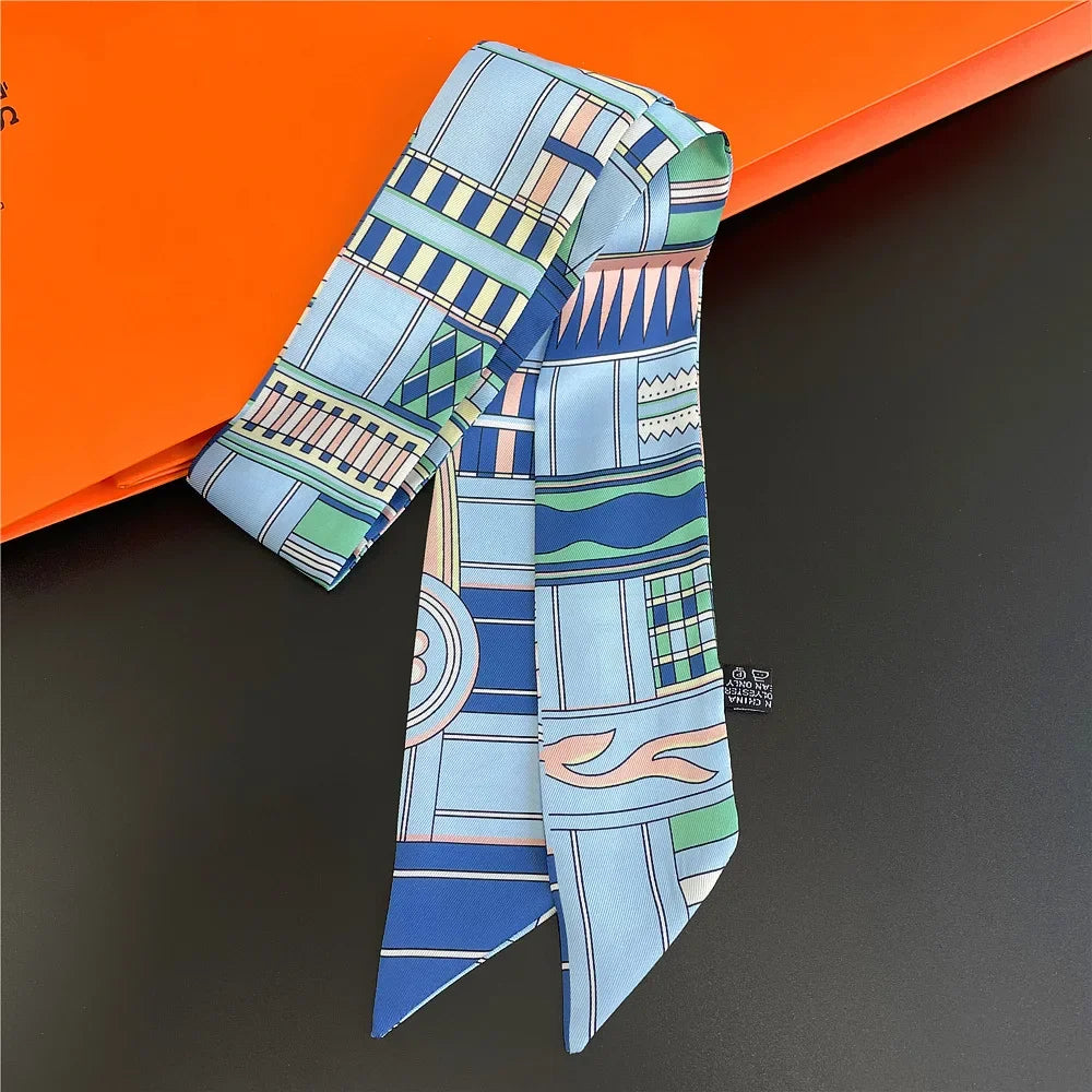 Saddle Print Summer Skinny Silk Scarf