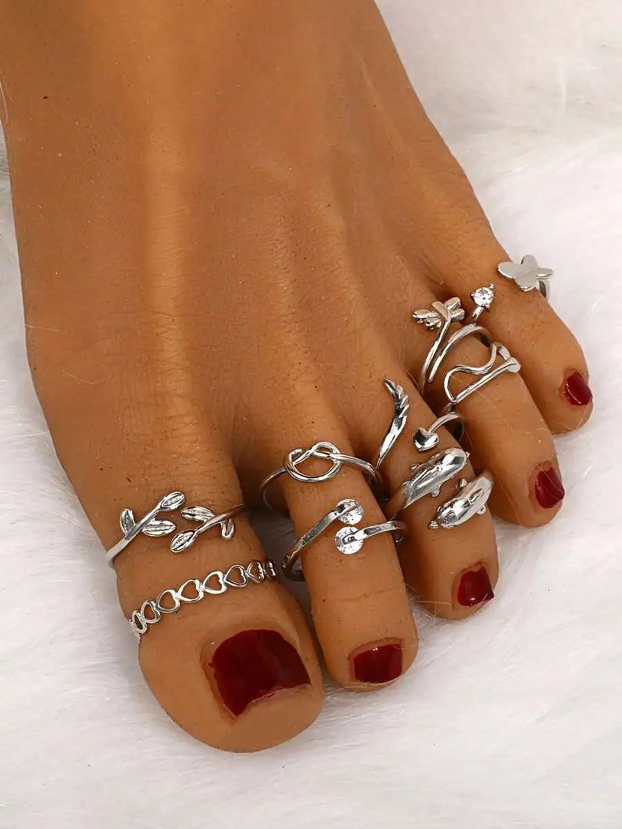 9 Pieces Adjustable Fashion Rings Set