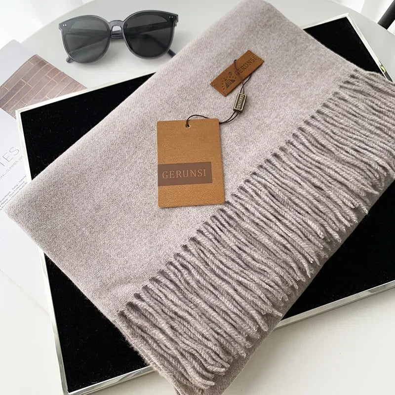 Cashmere Scarf Thick Warm Pashmina  Solid Color Tassel