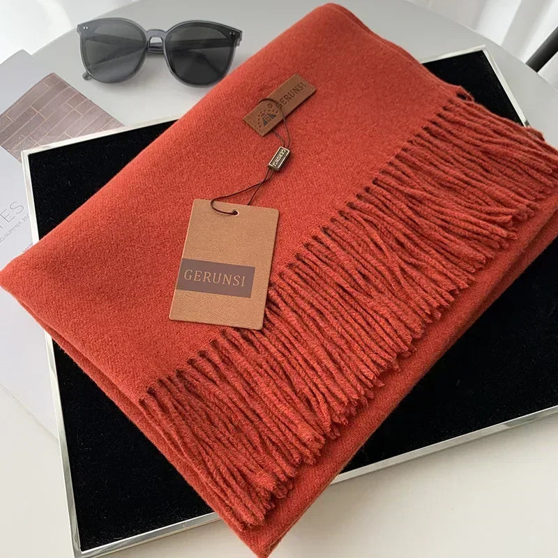 Cashmere Scarf Thick Warm Pashmina  Solid Color Tassel