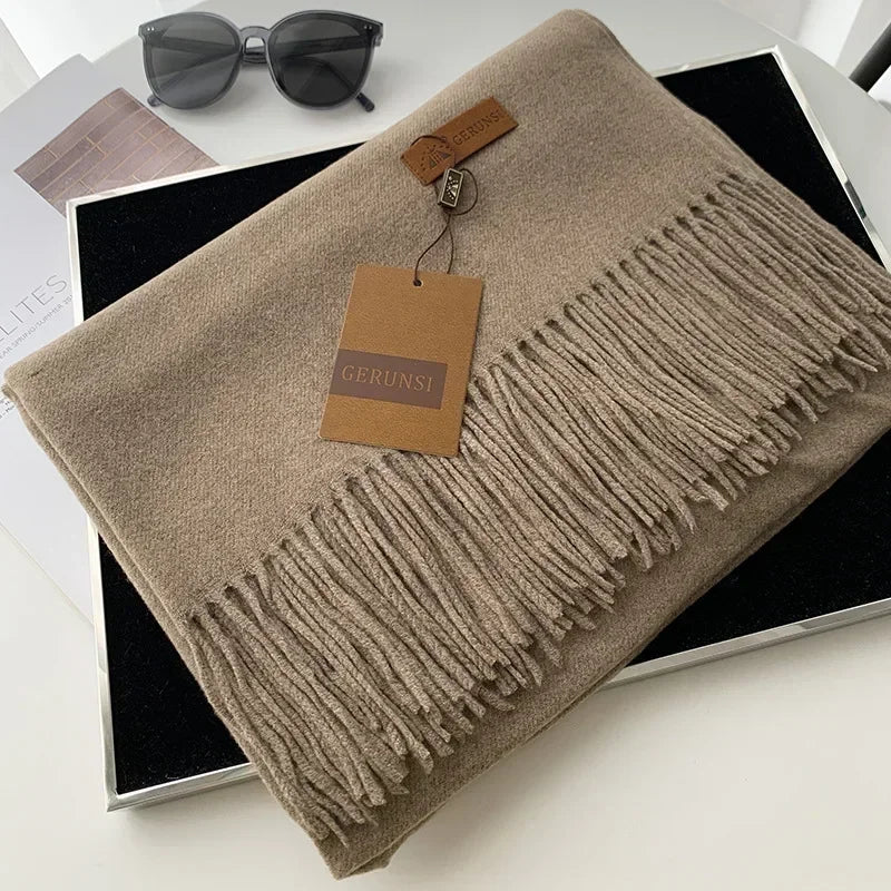 Cashmere Scarf Thick Warm Pashmina  Solid Color Tassel