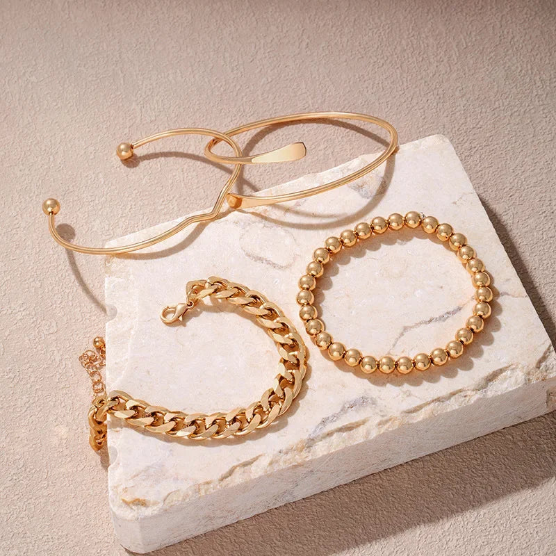 Cuban Chain Bracelets Set
