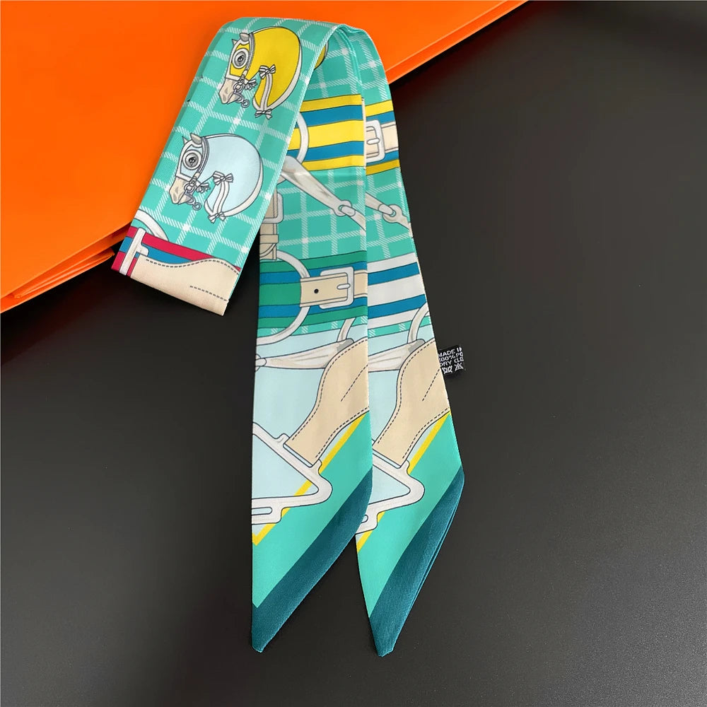 Saddle Print Summer Skinny Silk Scarf