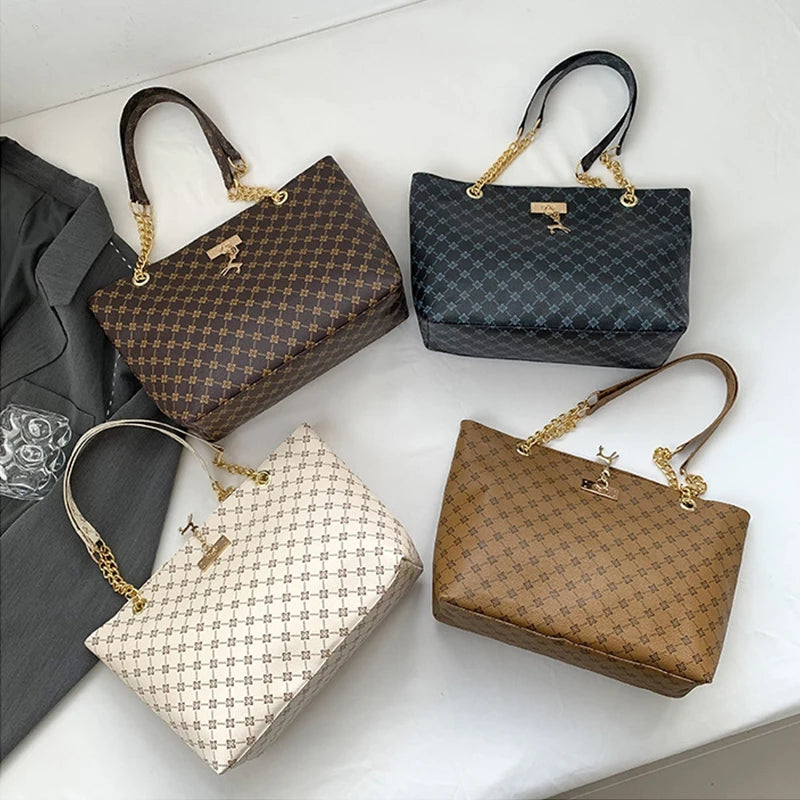 Texture Soft Leather Large Capacity Tote