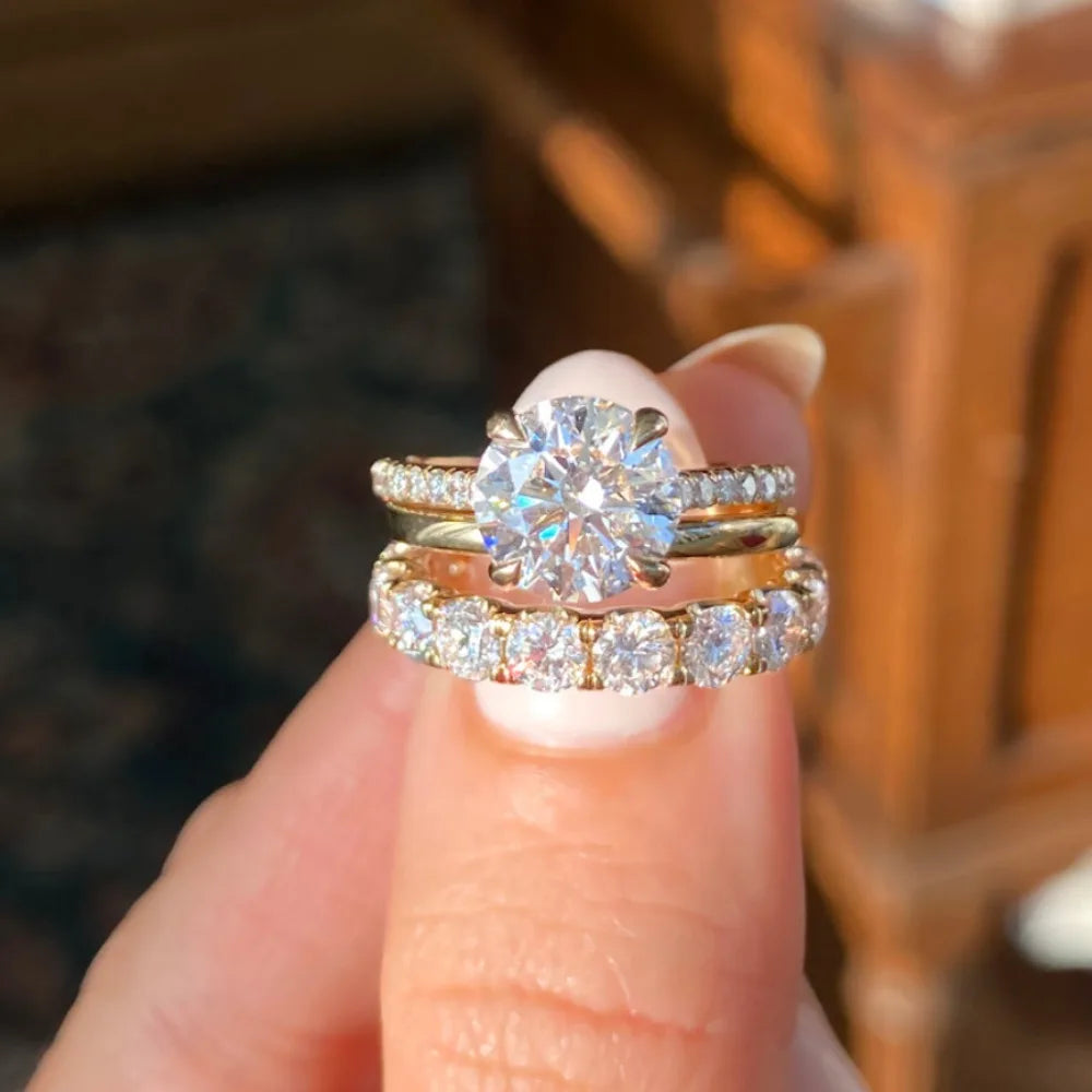 Set  Inlaid Crystal Zircon Ring