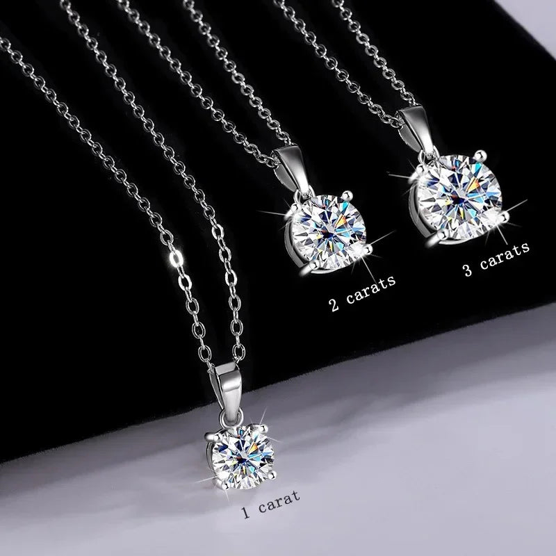Sterling Silver  Moissanite Pendant Collarbone Chain