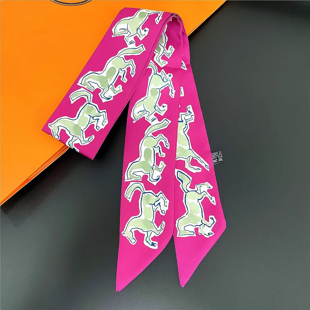 Saddle Print Summer Skinny Silk Scarf