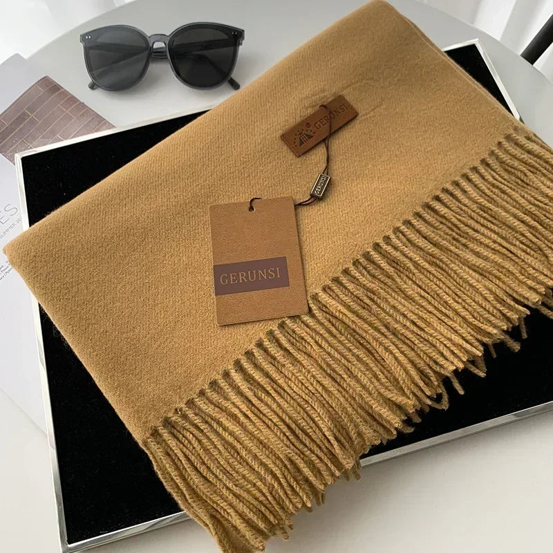 Cashmere Scarf Thick Warm Pashmina  Solid Color Tassel