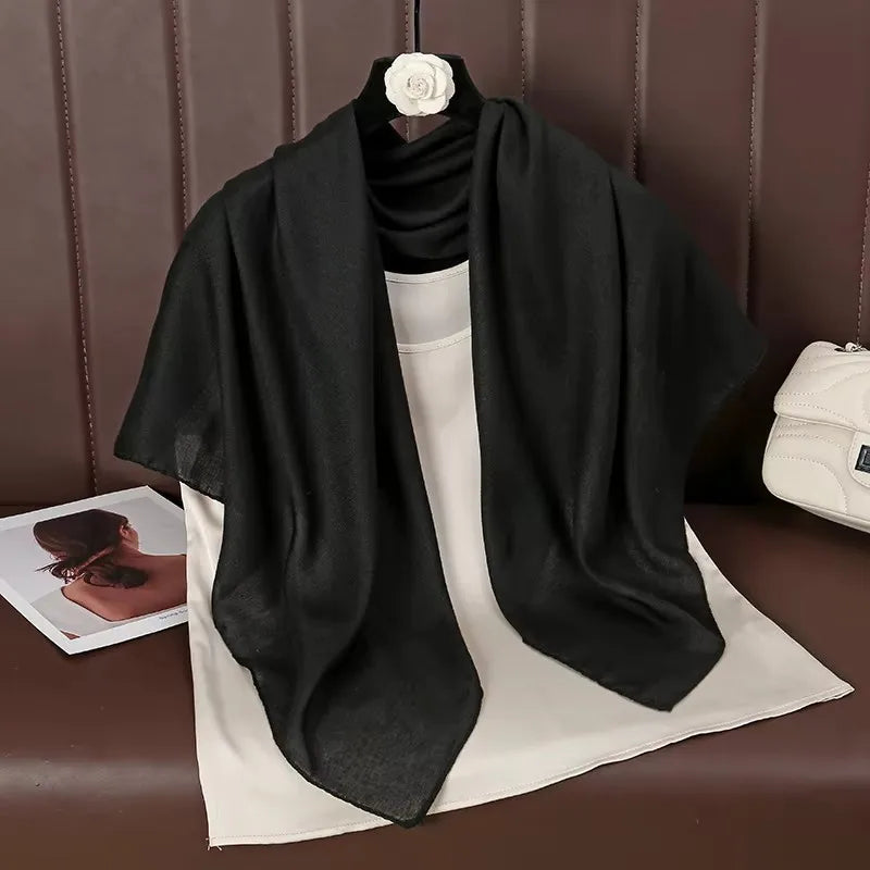 90*90cm Square Scarves Solid Color Cotton Linen