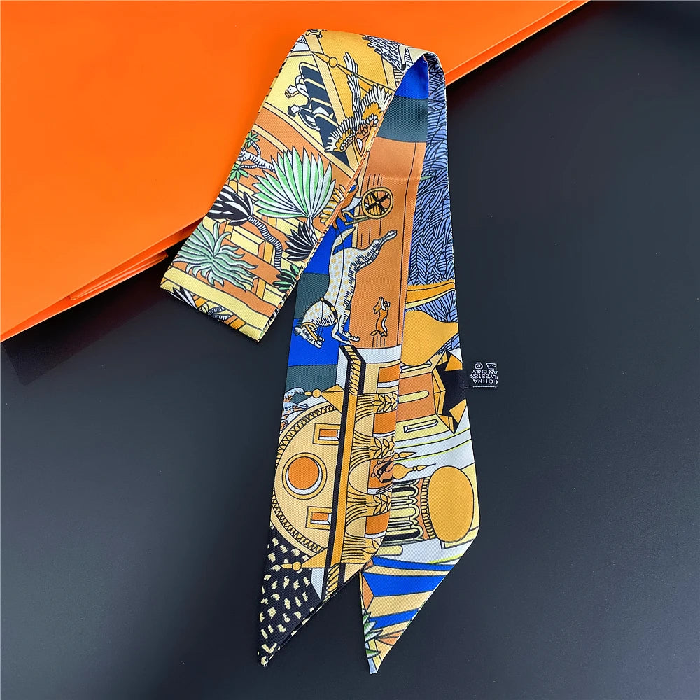 Saddle Print Summer Skinny Silk Scarf