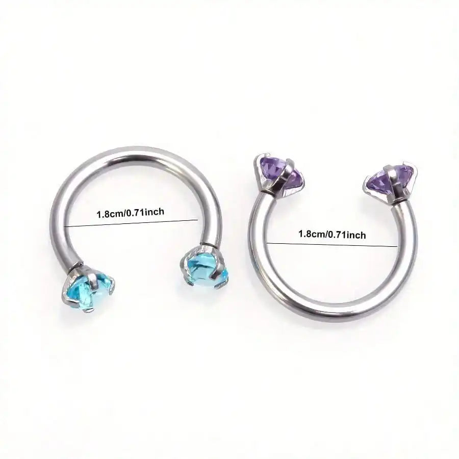 Purple Crystal Nose Ring Stud Set