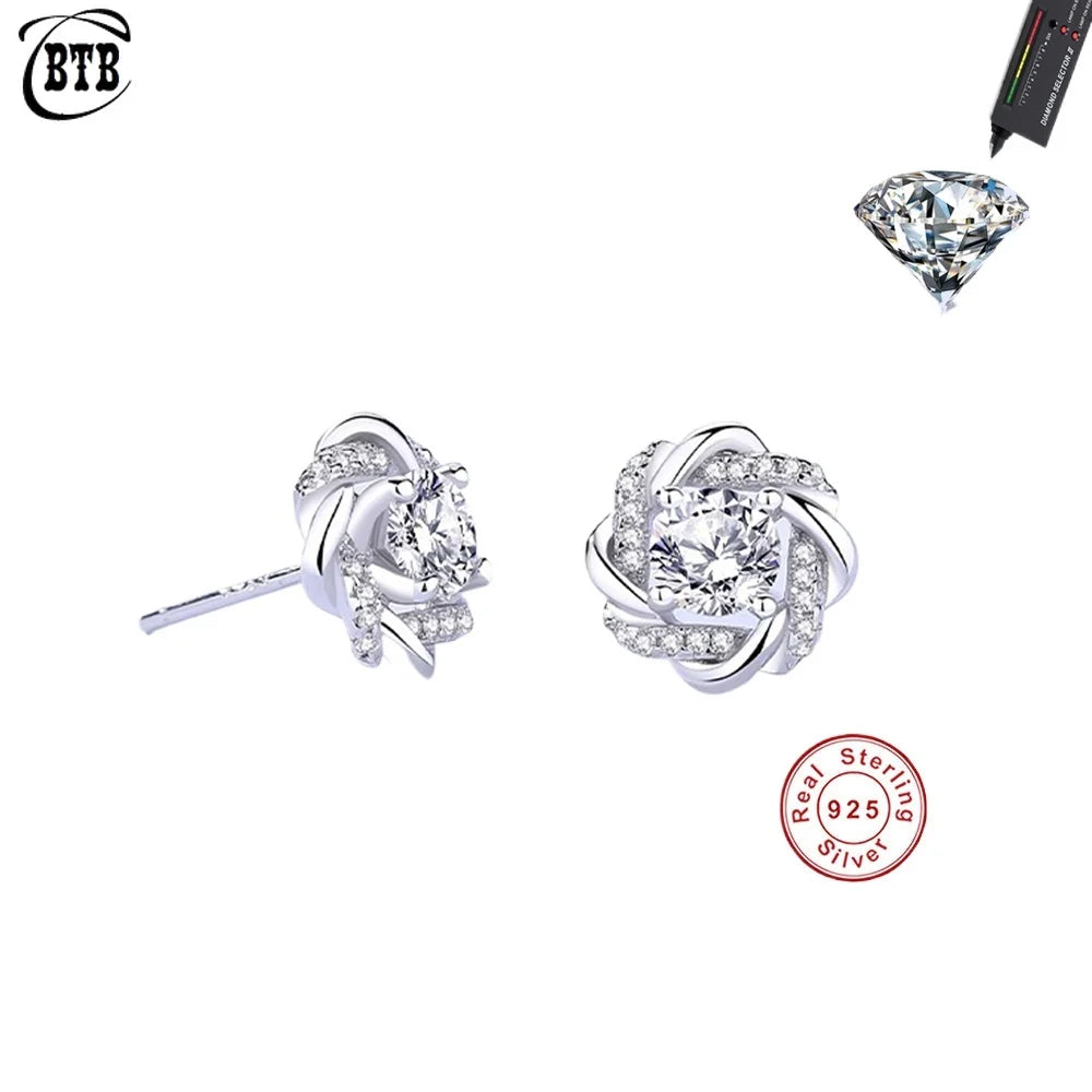 Windmill Stud Earrings Moissanite 925 Sterling Silver