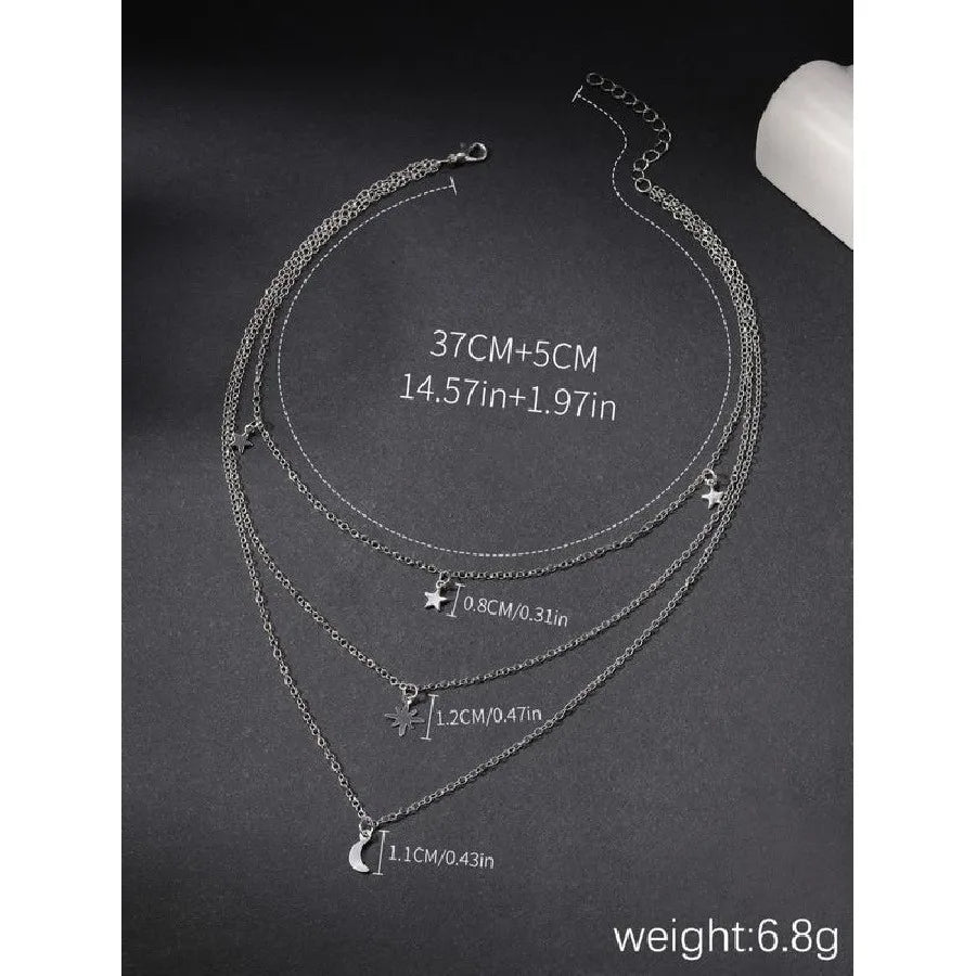 Star & Moon Design Layered Necklace